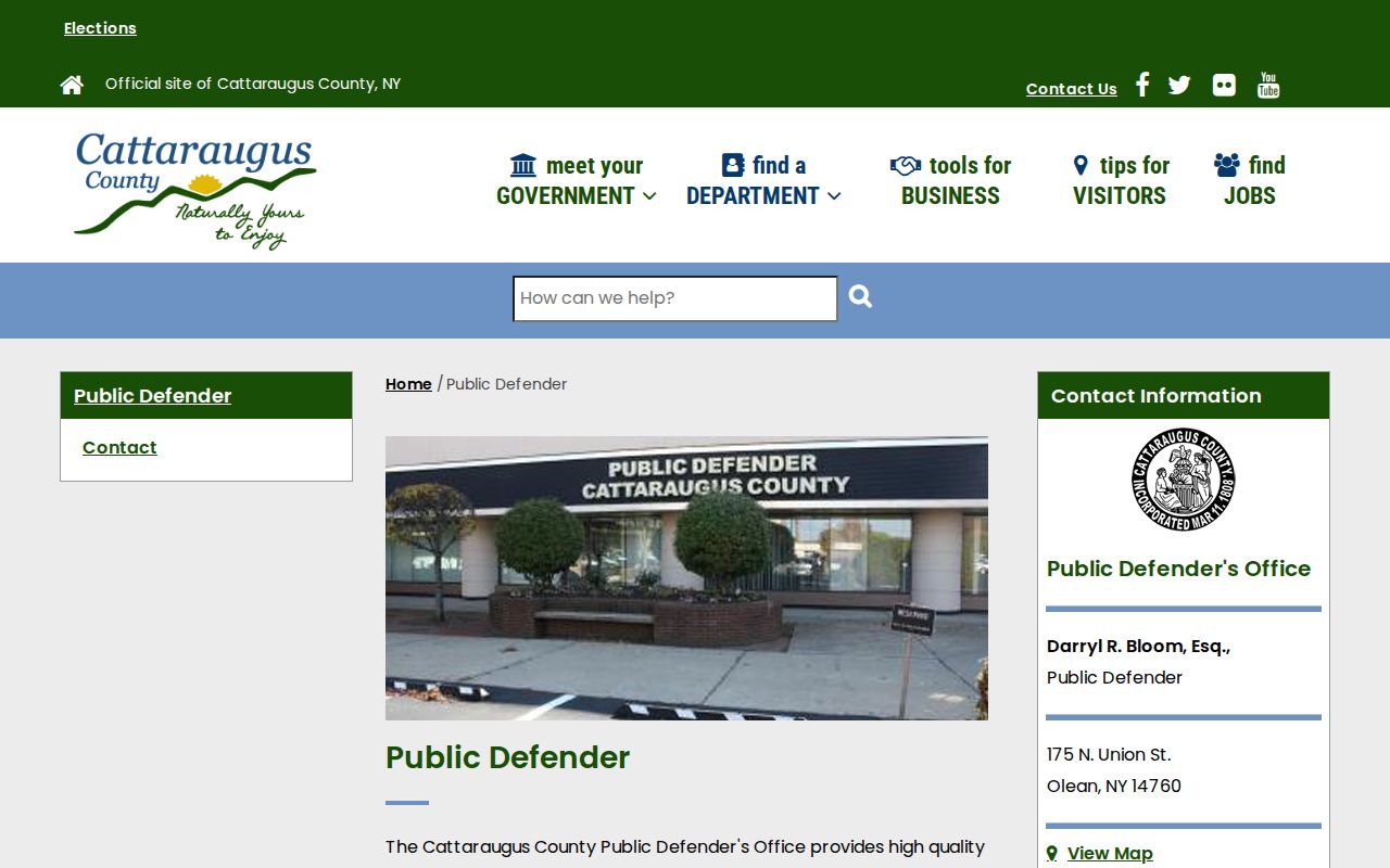 Cattaraugus County criminal court Public Defender arraignment page