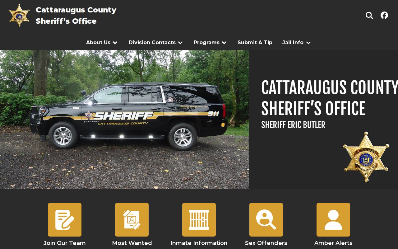 Cattaraugus County criminal history links on the sheriff homepage