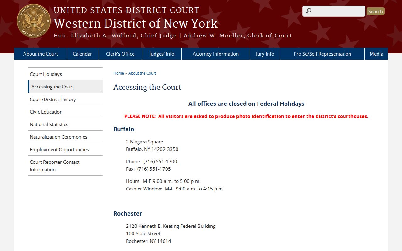 Federal courthouse access for Cattaraugus County criminal records